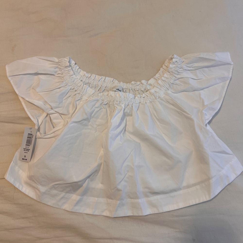 Aritzia Wilfred White Off-Shoulder Top